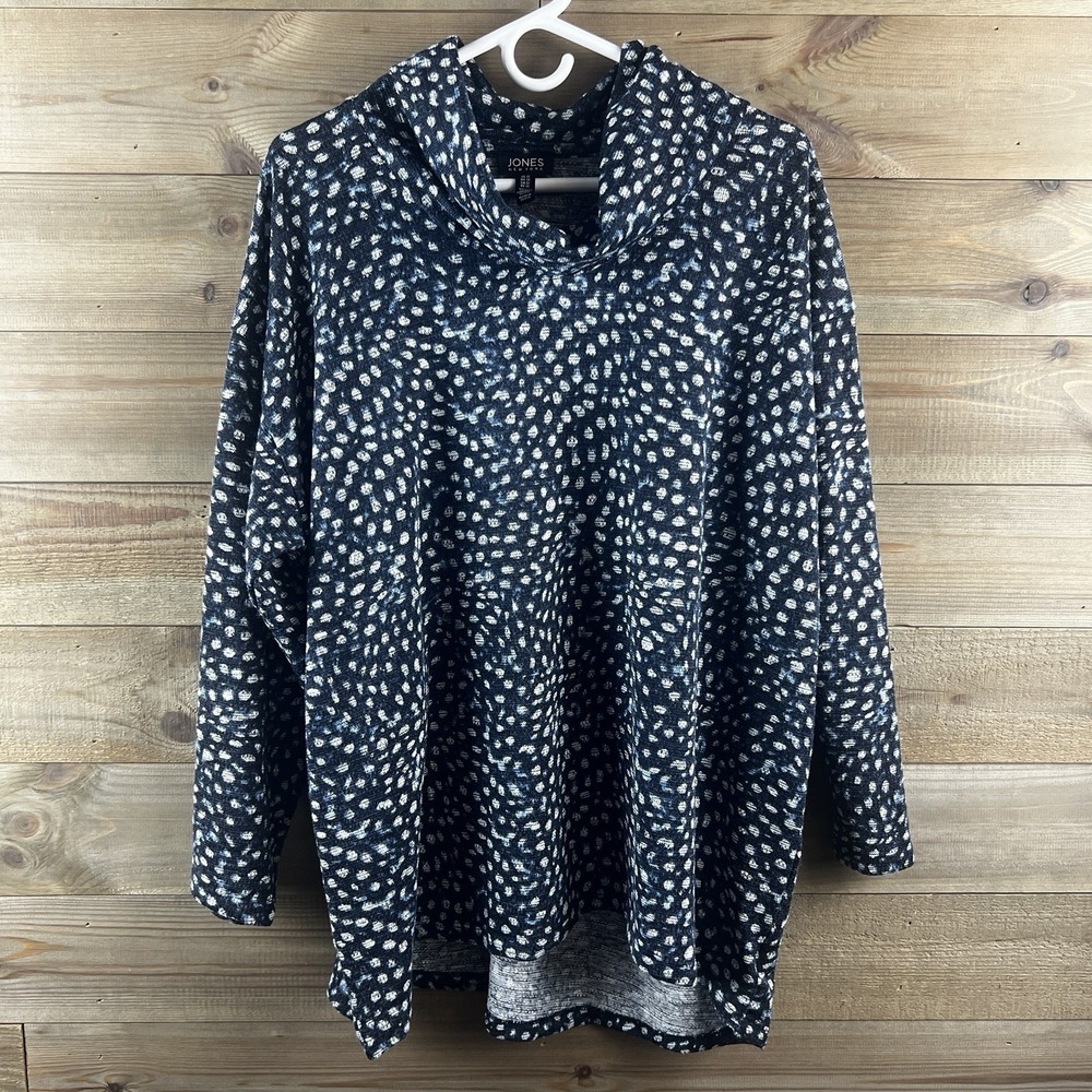 Jones New‎ York Womens Shirt Cowl Neck Long Sleeve Polka Dot Pullover Tunic 1X